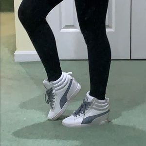 PUMA White Wedge Sneakers
